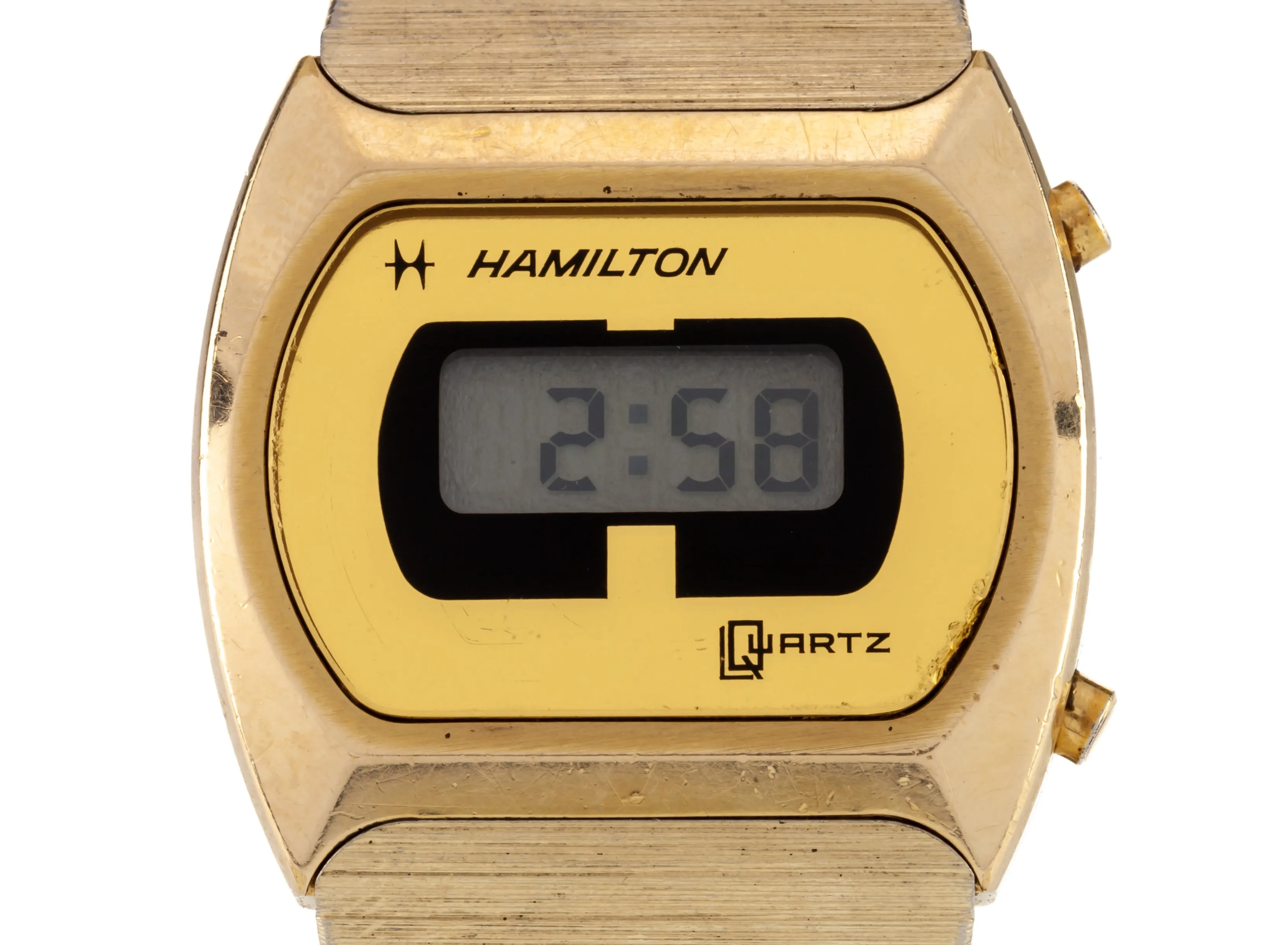 Vintage Hamilton Quartz LCD Watch 14K Electroplated 880002-4