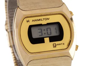 Vintage Hamilton Quartz LCD Watch 14K Electroplated 880002-4