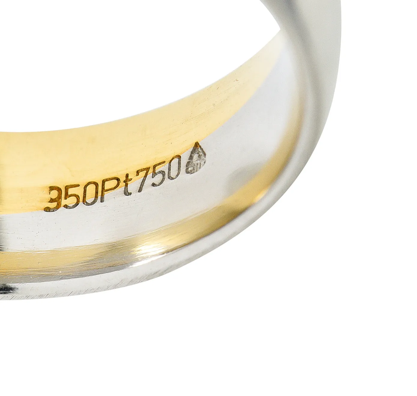 Vintage Platinum 18 Karat Gold 6MM Wave Band Ring