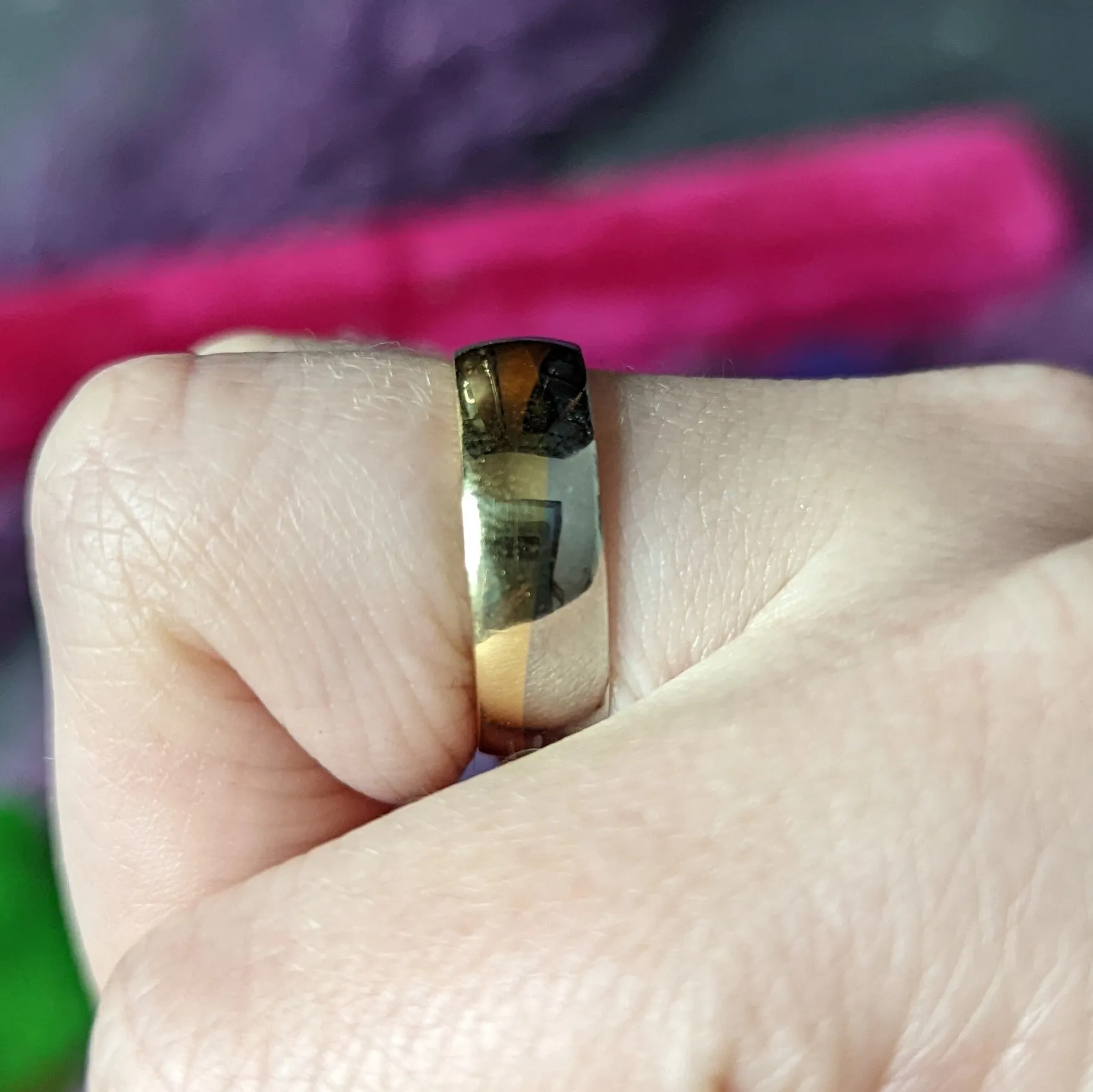 Vintage Platinum 18 Karat Gold 6MM Wave Band Ring