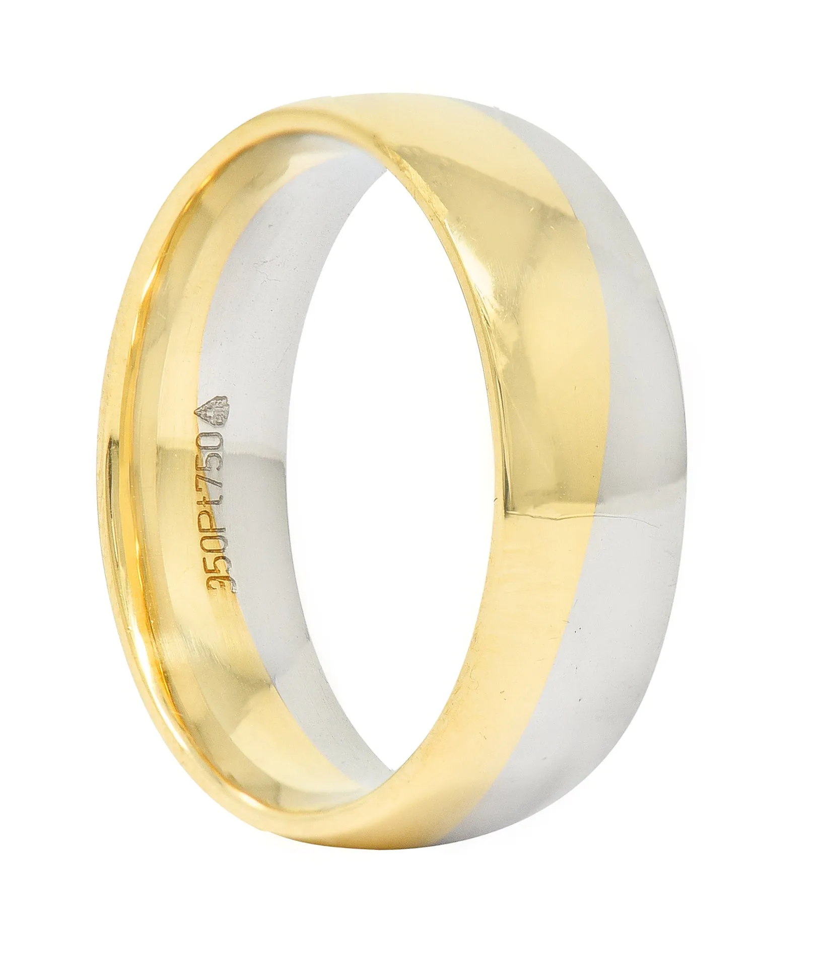 Vintage Platinum 18 Karat Gold 6MM Wave Band Ring