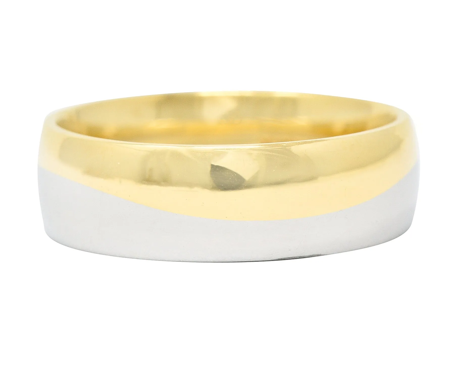 Vintage Platinum 18 Karat Gold 6MM Wave Band Ring