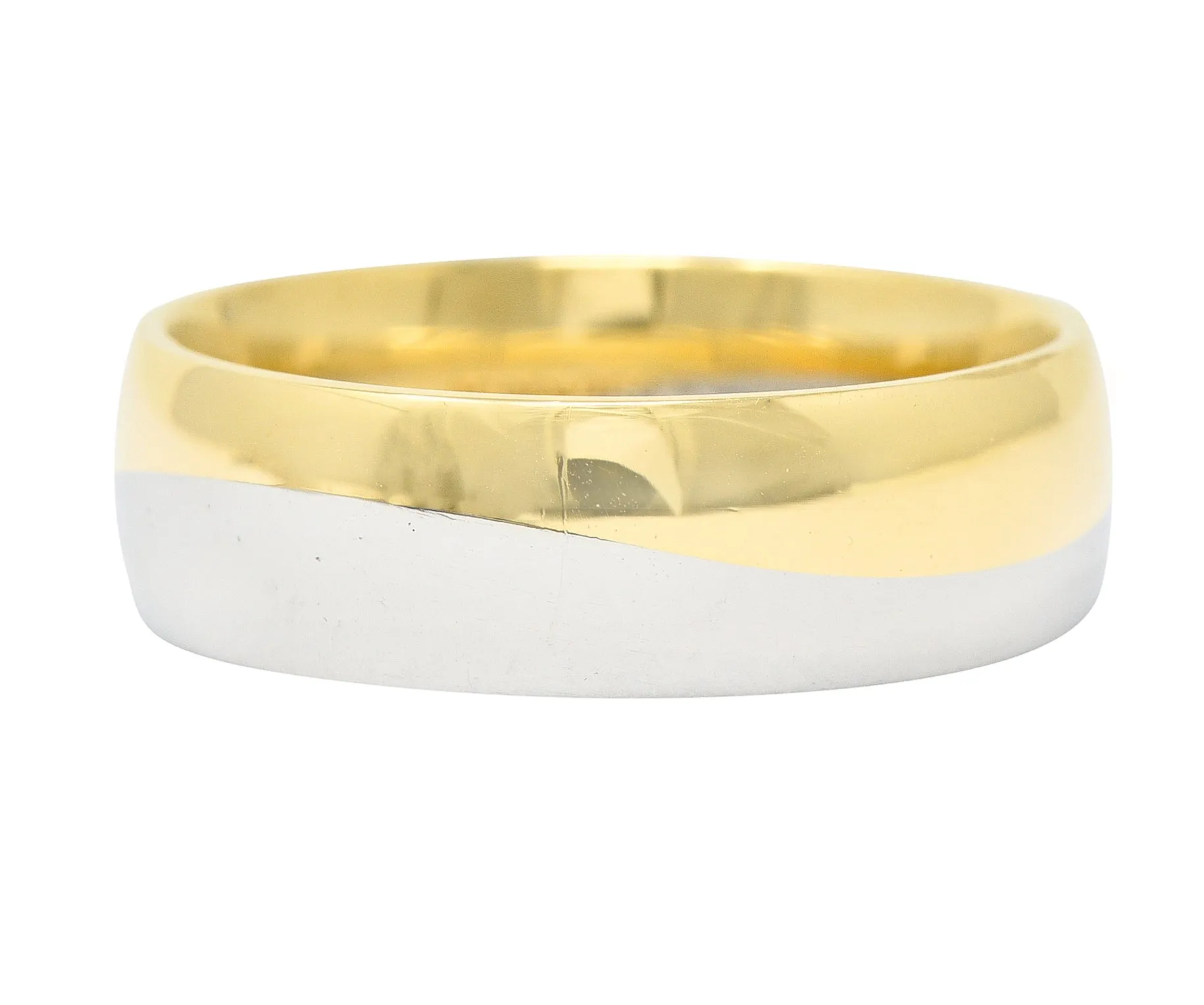 Vintage Platinum 18 Karat Gold 6MM Wave Band Ring