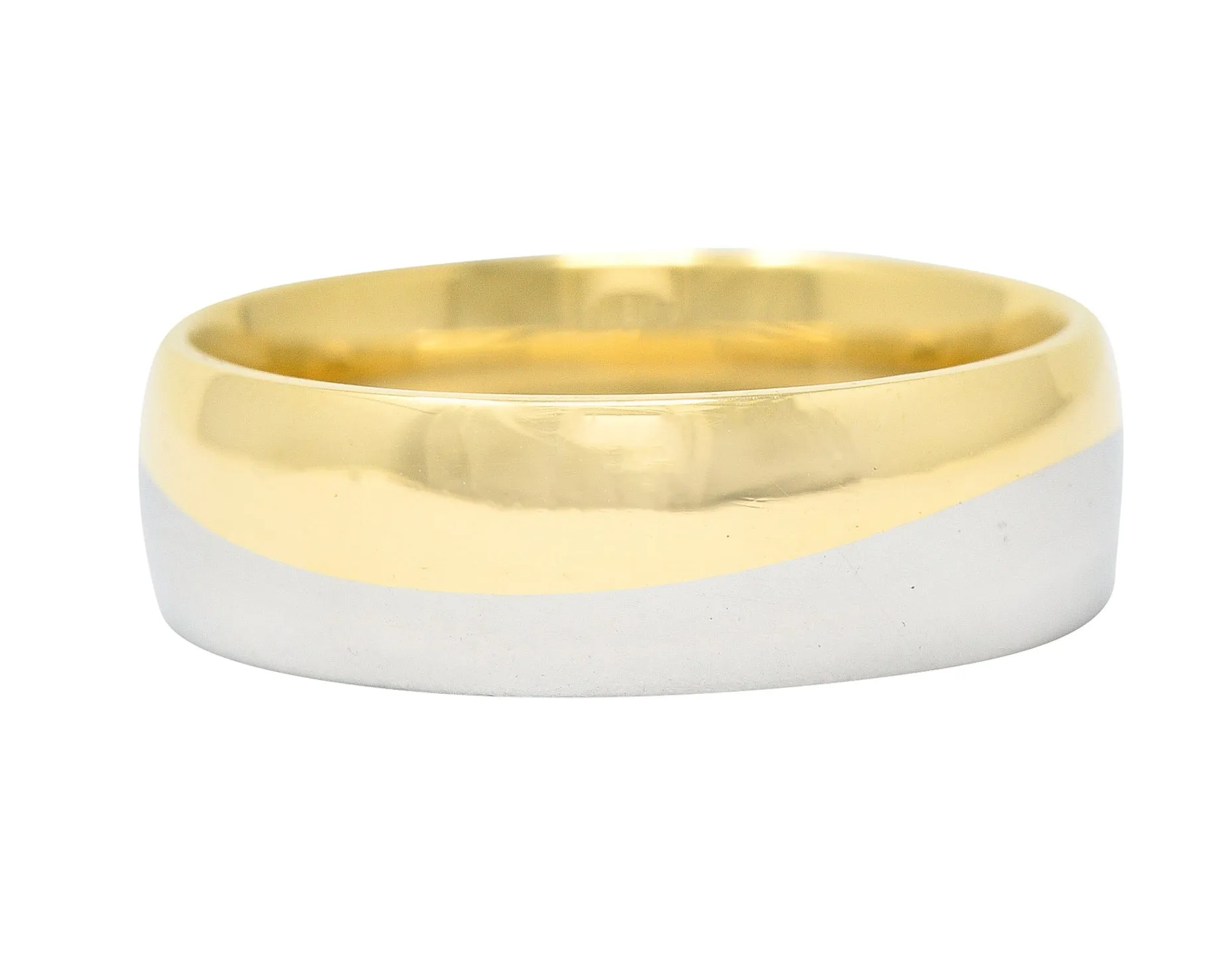 Vintage Platinum 18 Karat Gold 6MM Wave Band Ring