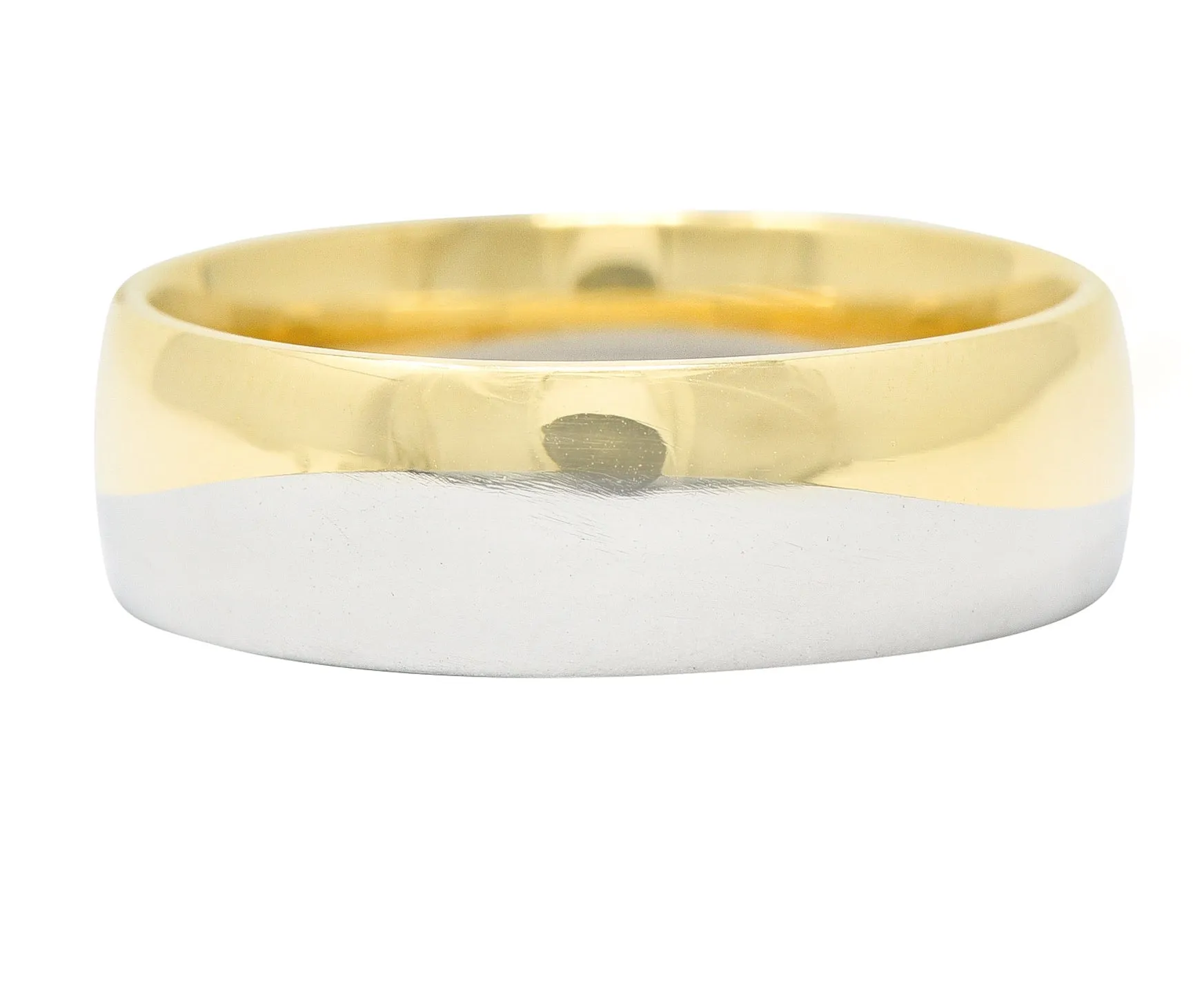 Vintage Platinum 18 Karat Gold 6MM Wave Band Ring
