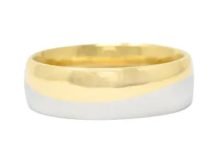 Vintage Platinum 18 Karat Gold 6MM Wave Band Ring