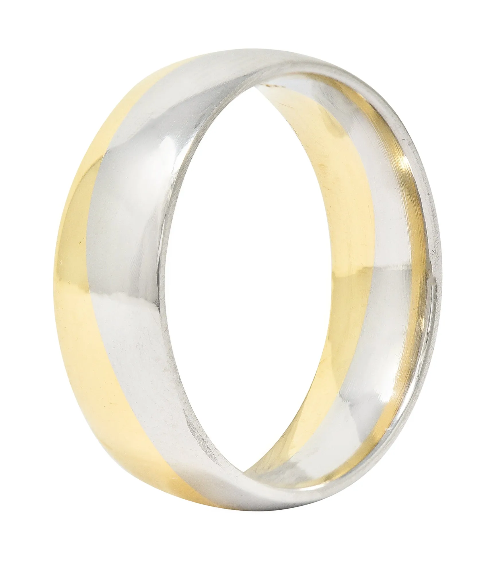 Vintage Platinum 18 Karat Gold 6MM Wave Band Ring