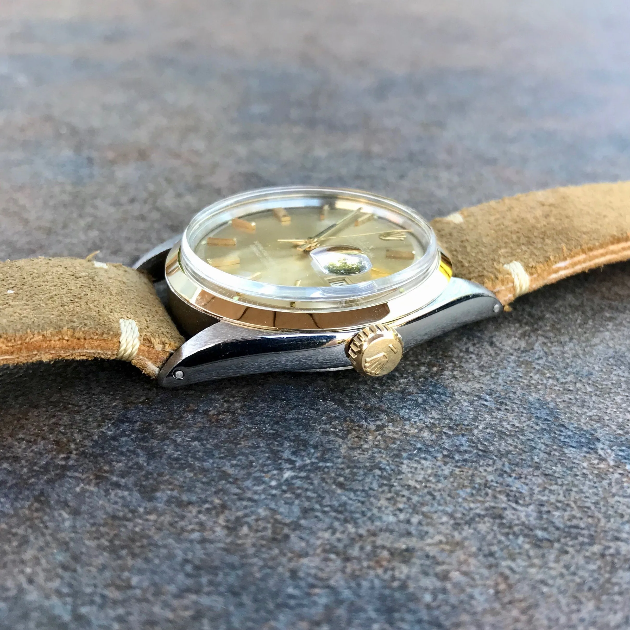 Vintage Rolex 1601 1601/3 Sigma Dial Metallic Caliber 1560 Steel Gold Wristwatch 1966