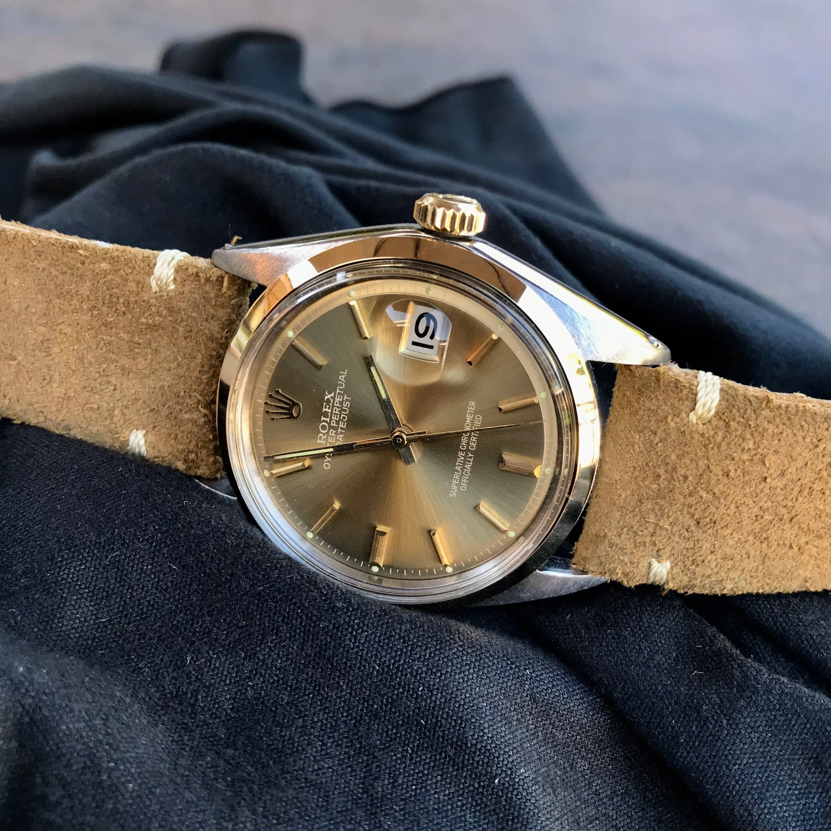 Vintage Rolex 1601 1601/3 Sigma Dial Metallic Caliber 1560 Steel Gold Wristwatch 1966