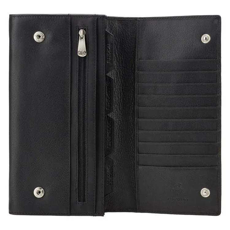 Visconti Black Leather Clutch Bag