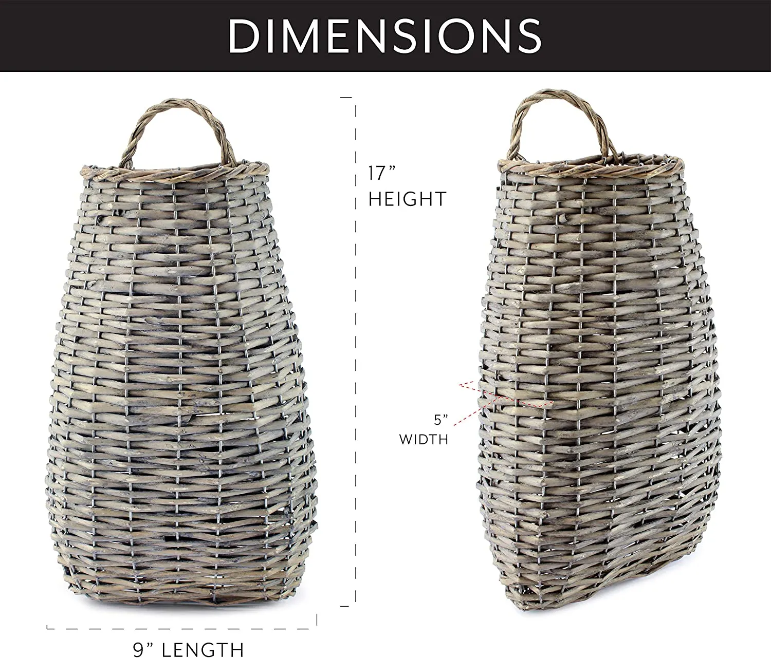 Wall Hanging Pocket Basket (Gray, Case of 4)