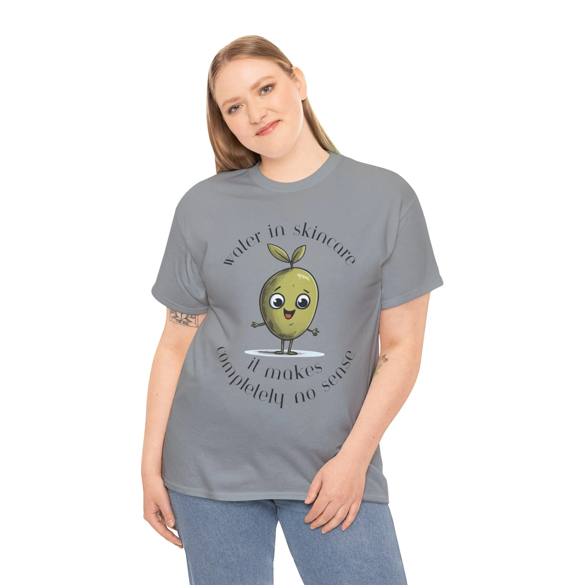Water in skincare / olive trees / olive cartoon / Unisex Heavy Cotton Tee