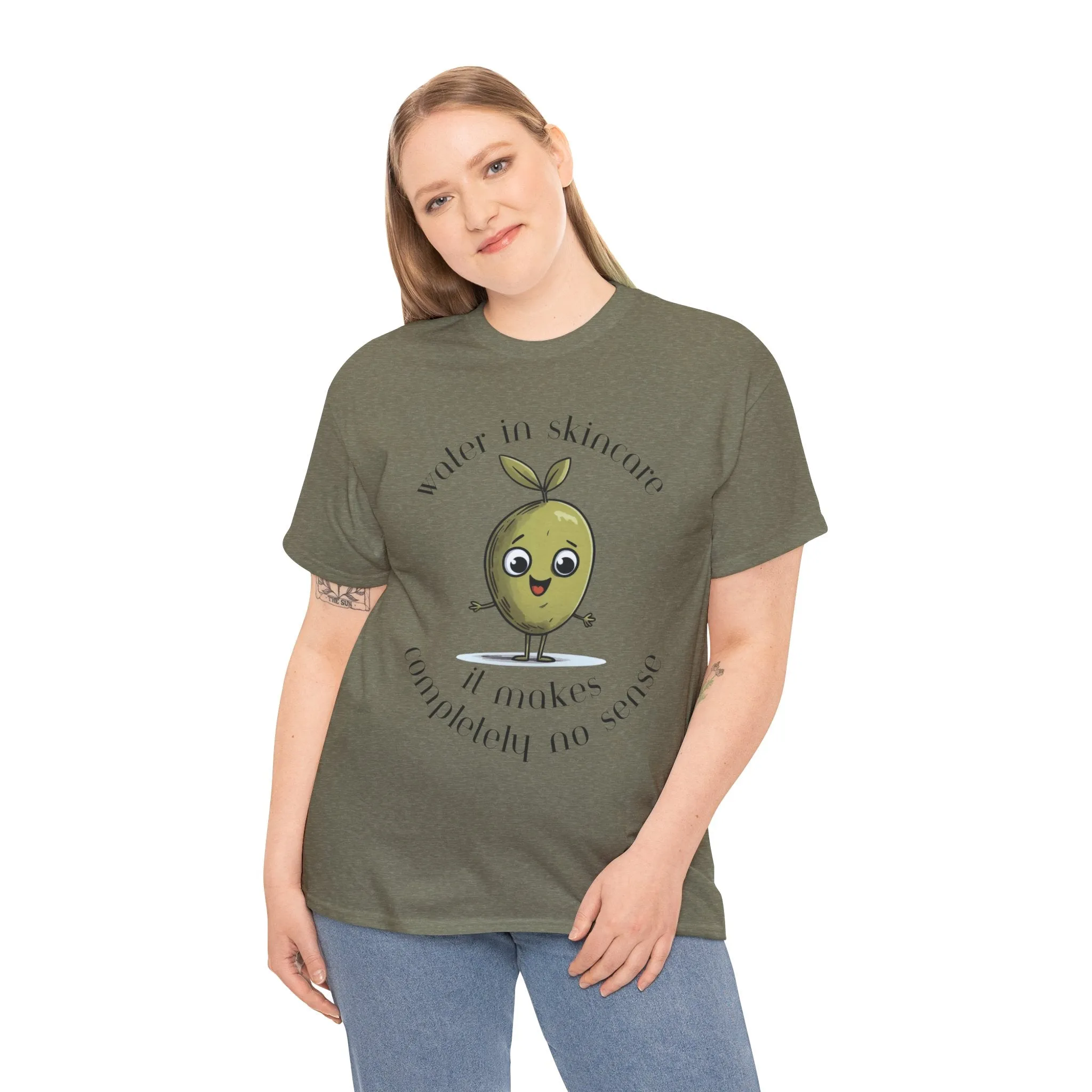 Water in skincare / olive trees / olive cartoon / Unisex Heavy Cotton Tee