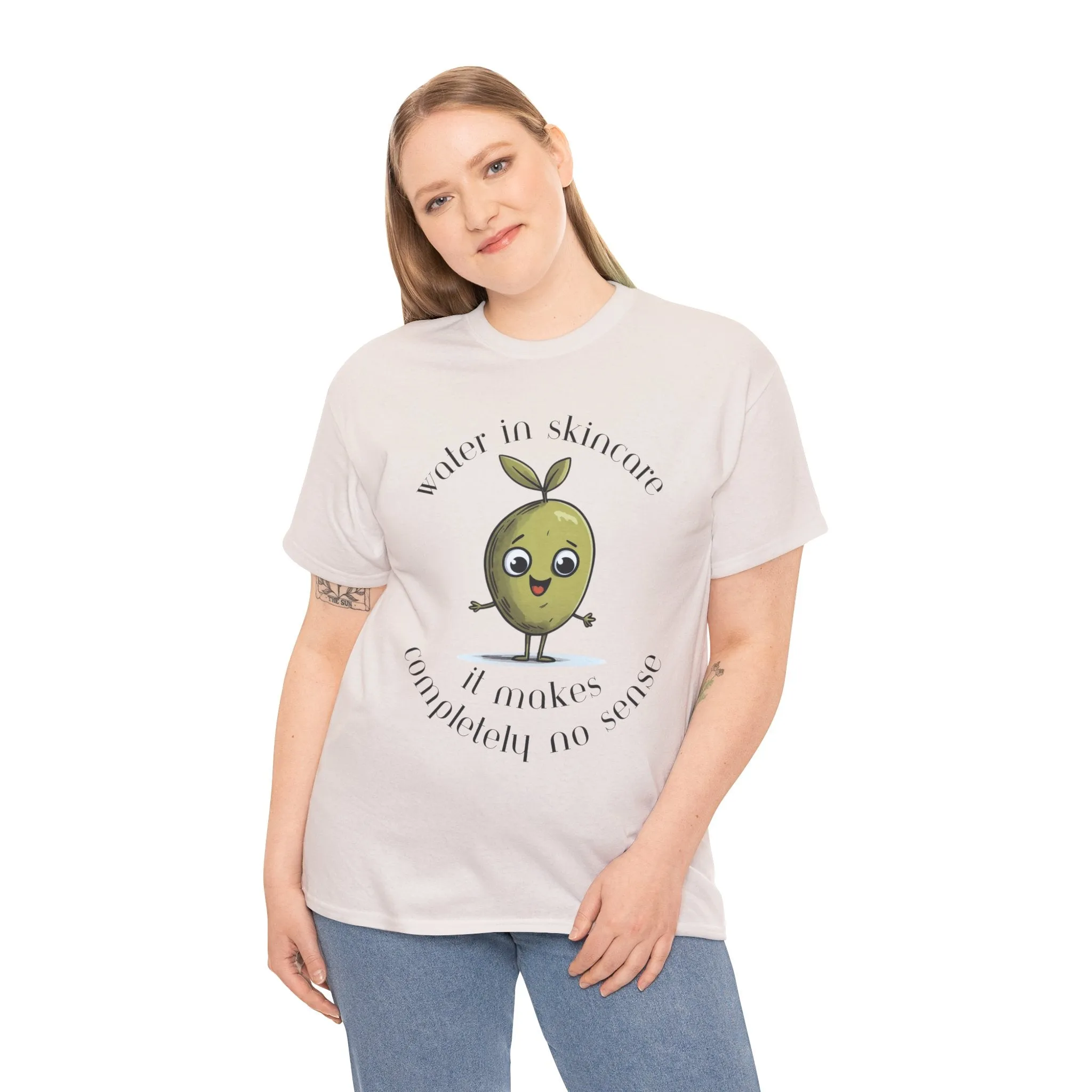 Water in skincare / olive trees / olive cartoon / Unisex Heavy Cotton Tee