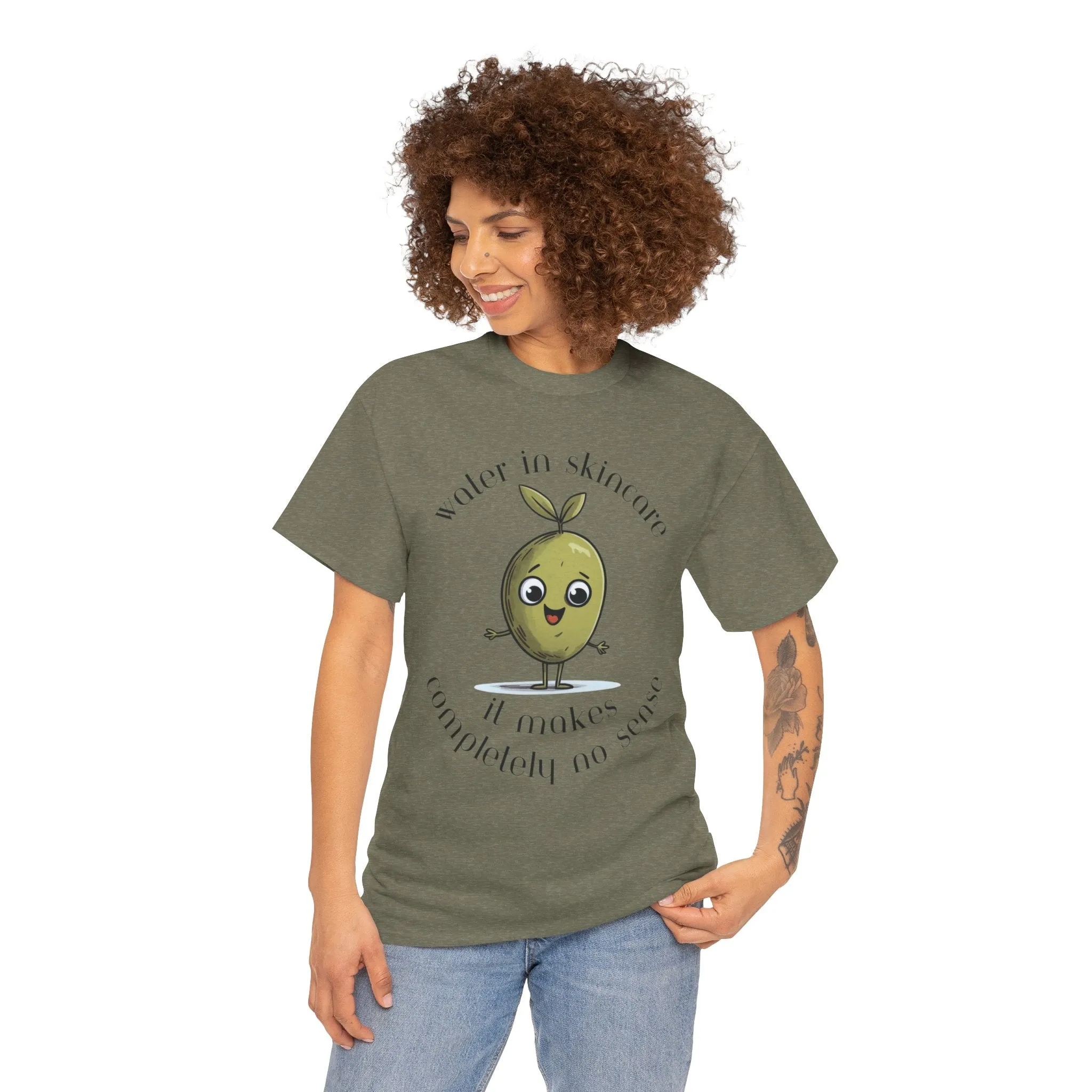 Water in skincare / olive trees / olive cartoon / Unisex Heavy Cotton Tee