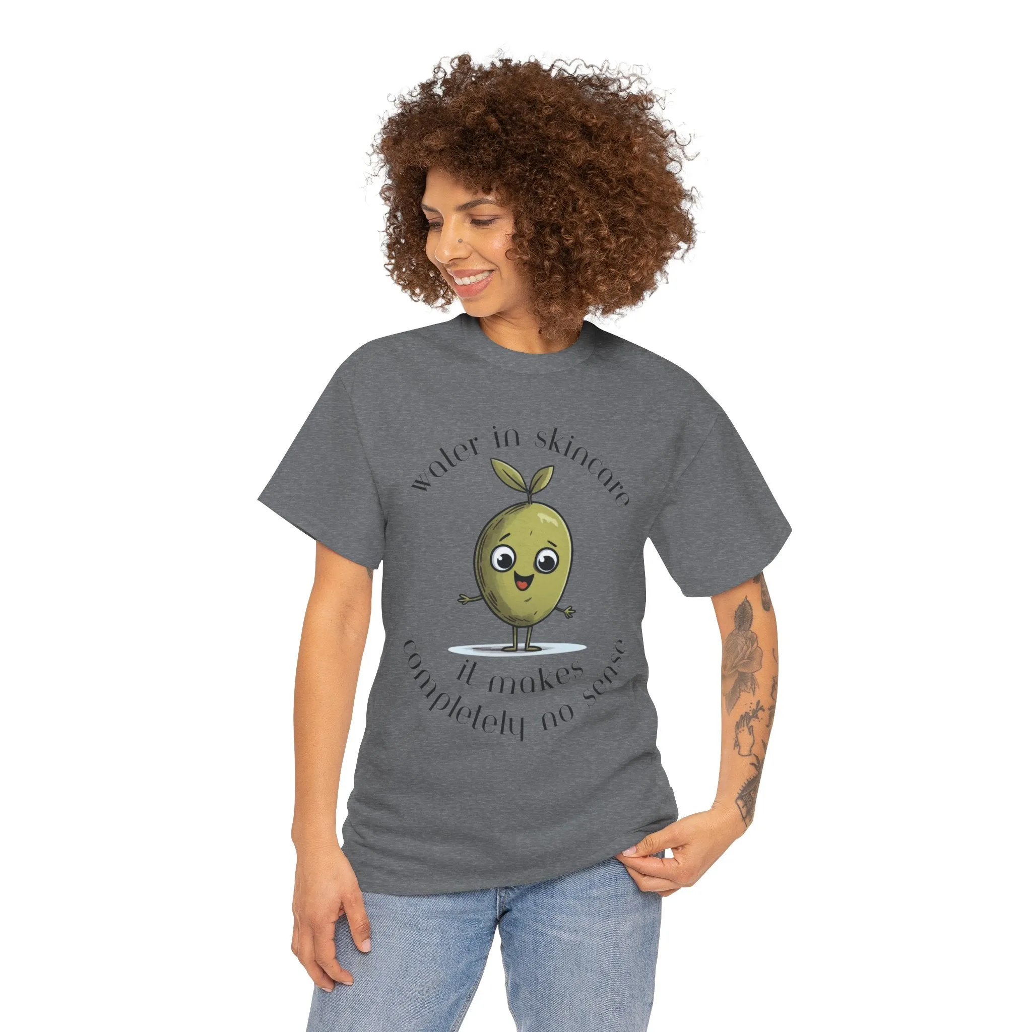 Water in skincare / olive trees / olive cartoon / Unisex Heavy Cotton Tee