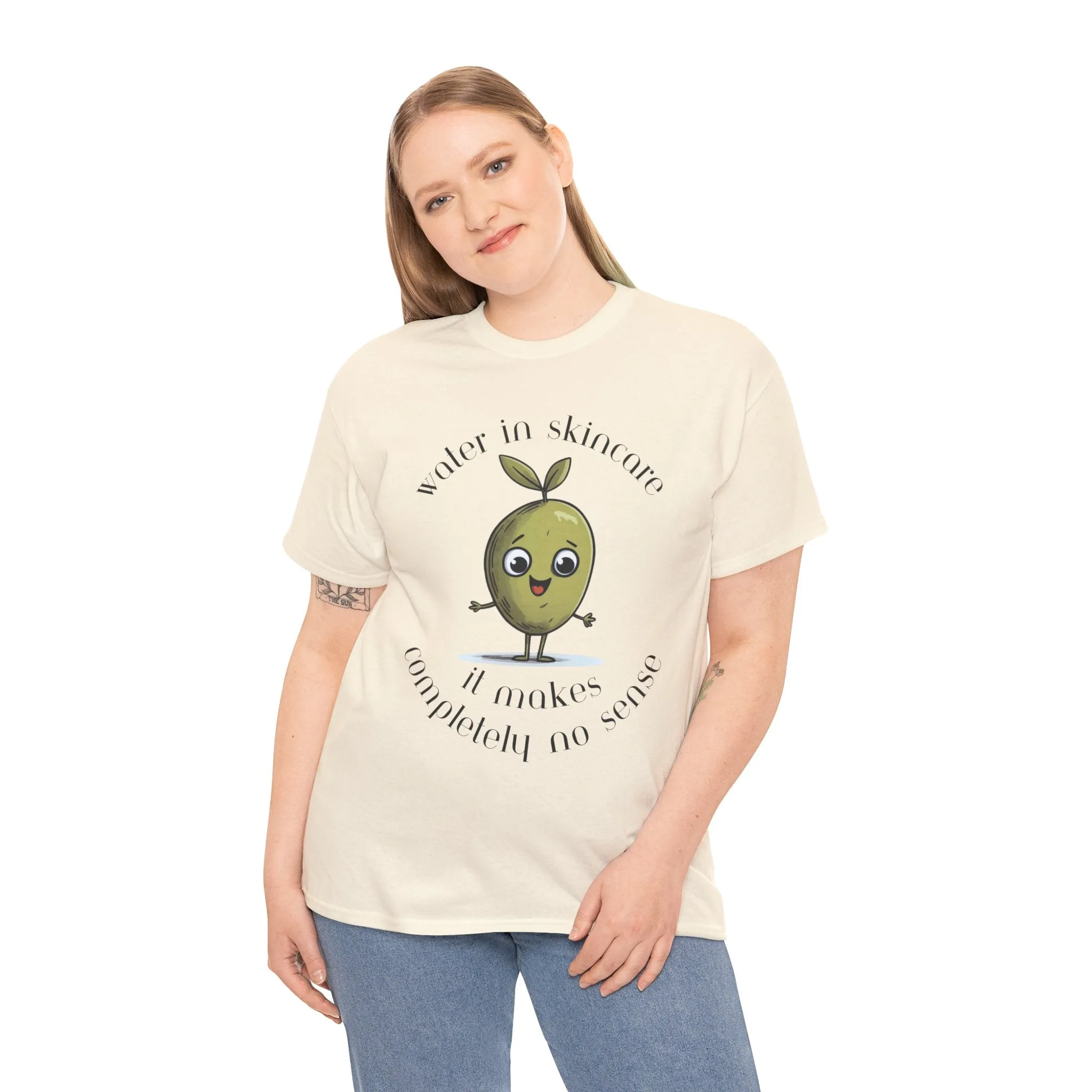 Water in skincare / olive trees / olive cartoon / Unisex Heavy Cotton Tee