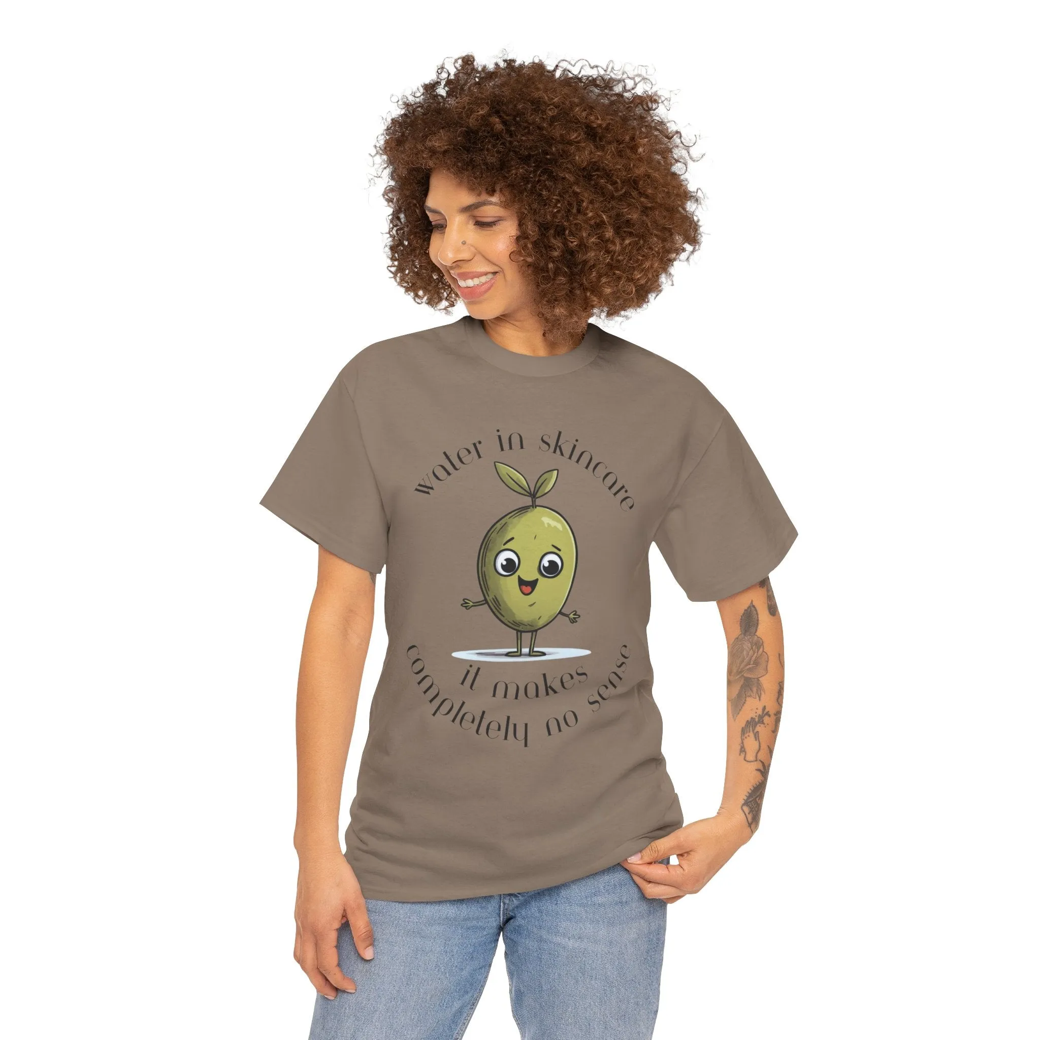 Water in skincare / olive trees / olive cartoon / Unisex Heavy Cotton Tee