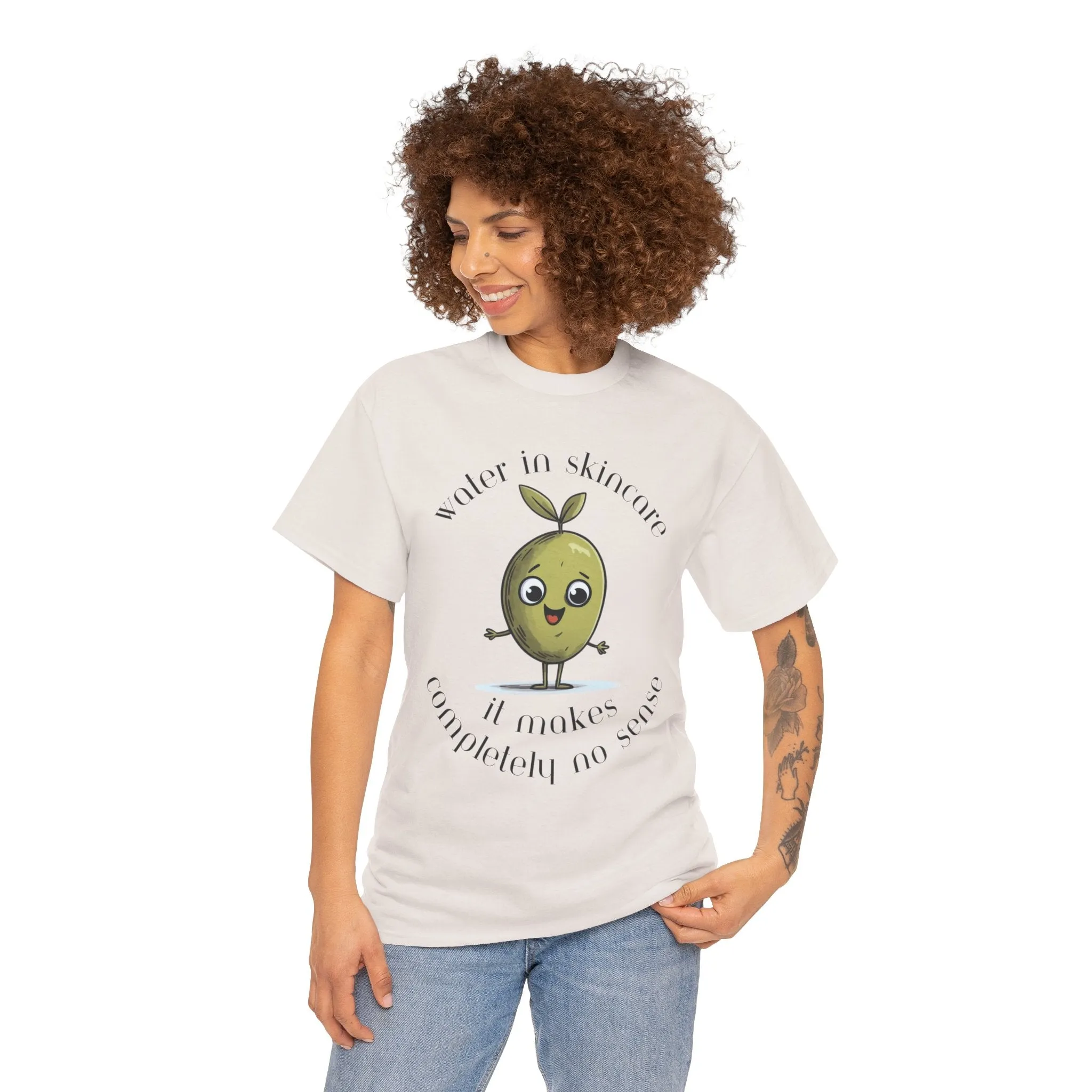 Water in skincare / olive trees / olive cartoon / Unisex Heavy Cotton Tee