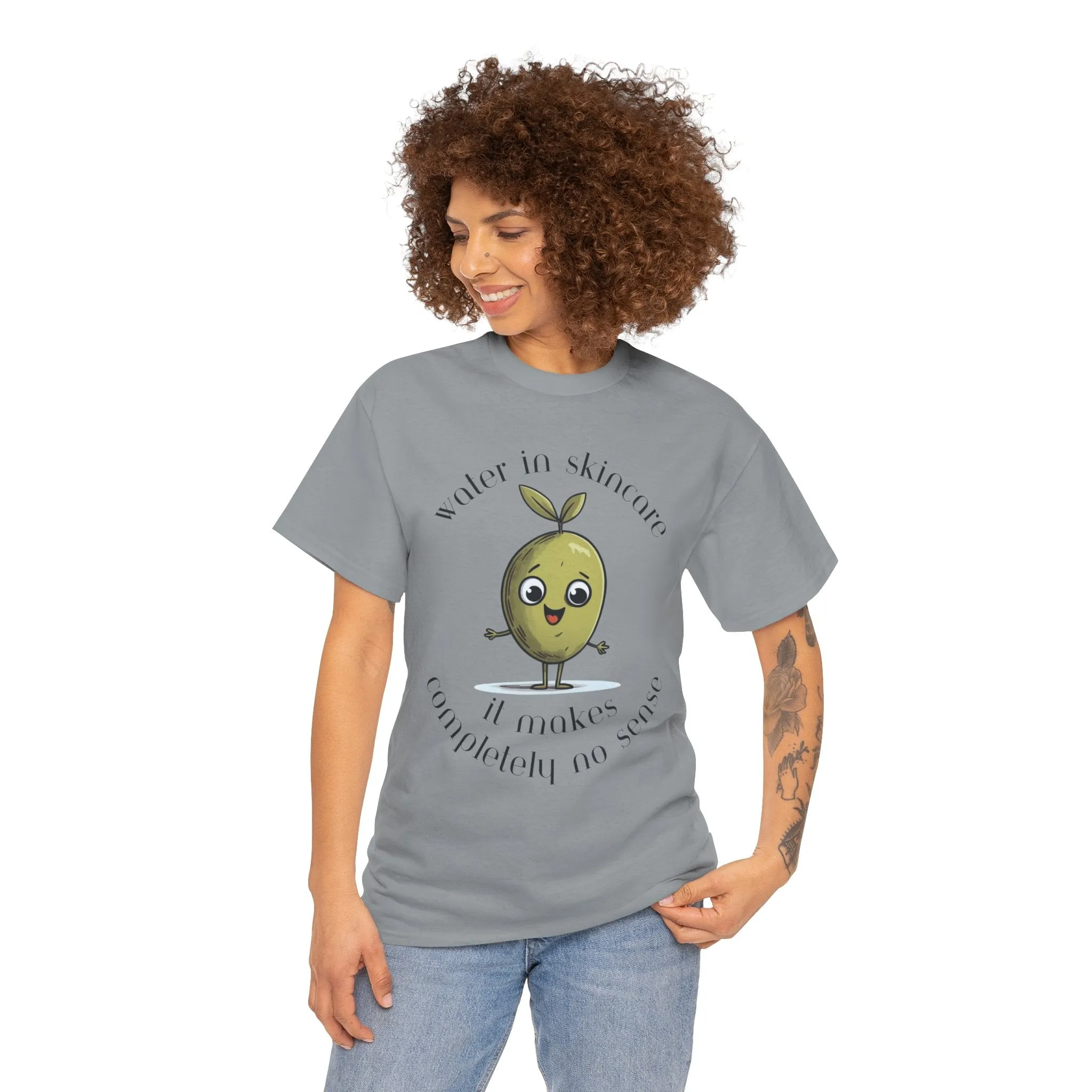 Water in skincare / olive trees / olive cartoon / Unisex Heavy Cotton Tee