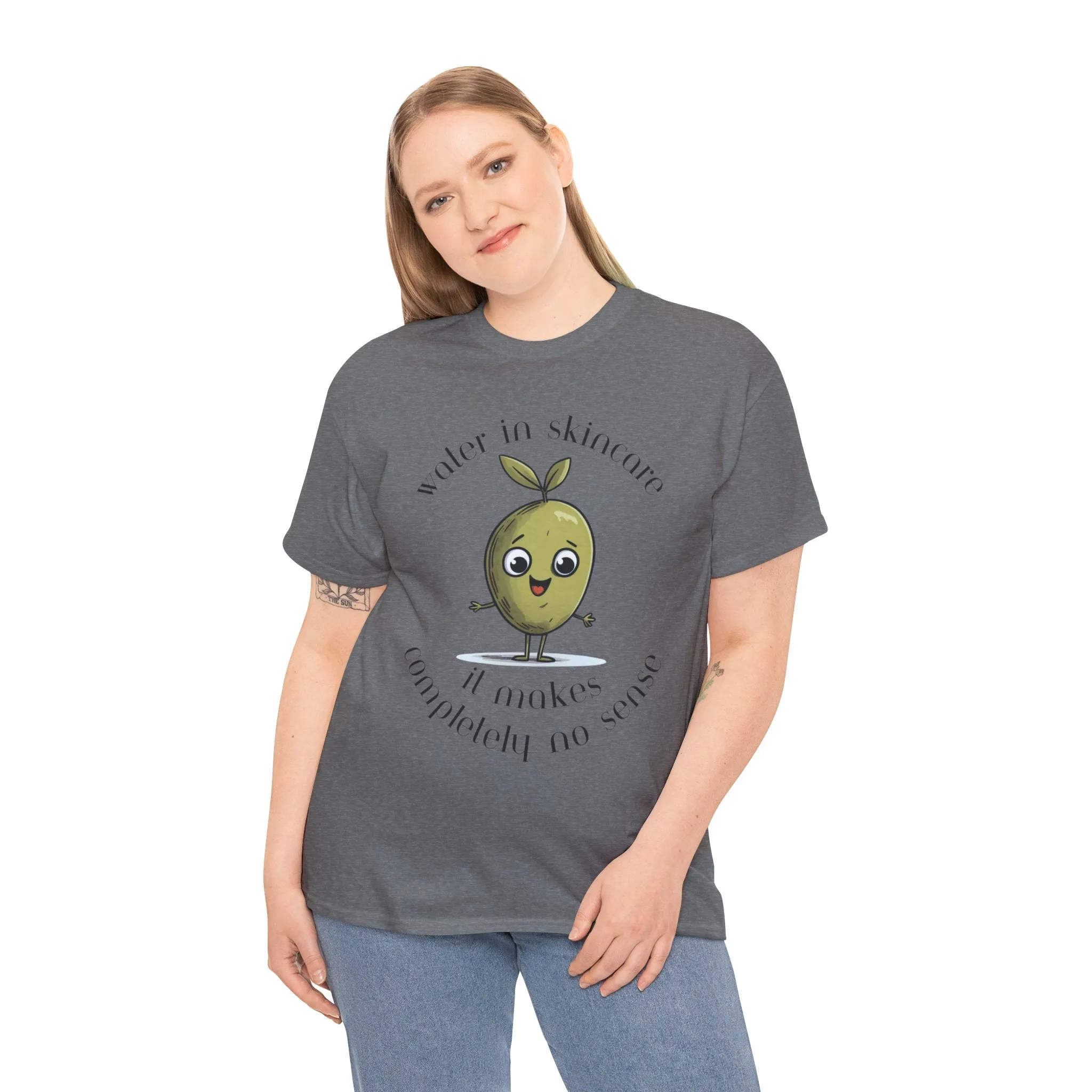 Water in skincare / olive trees / olive cartoon / Unisex Heavy Cotton Tee