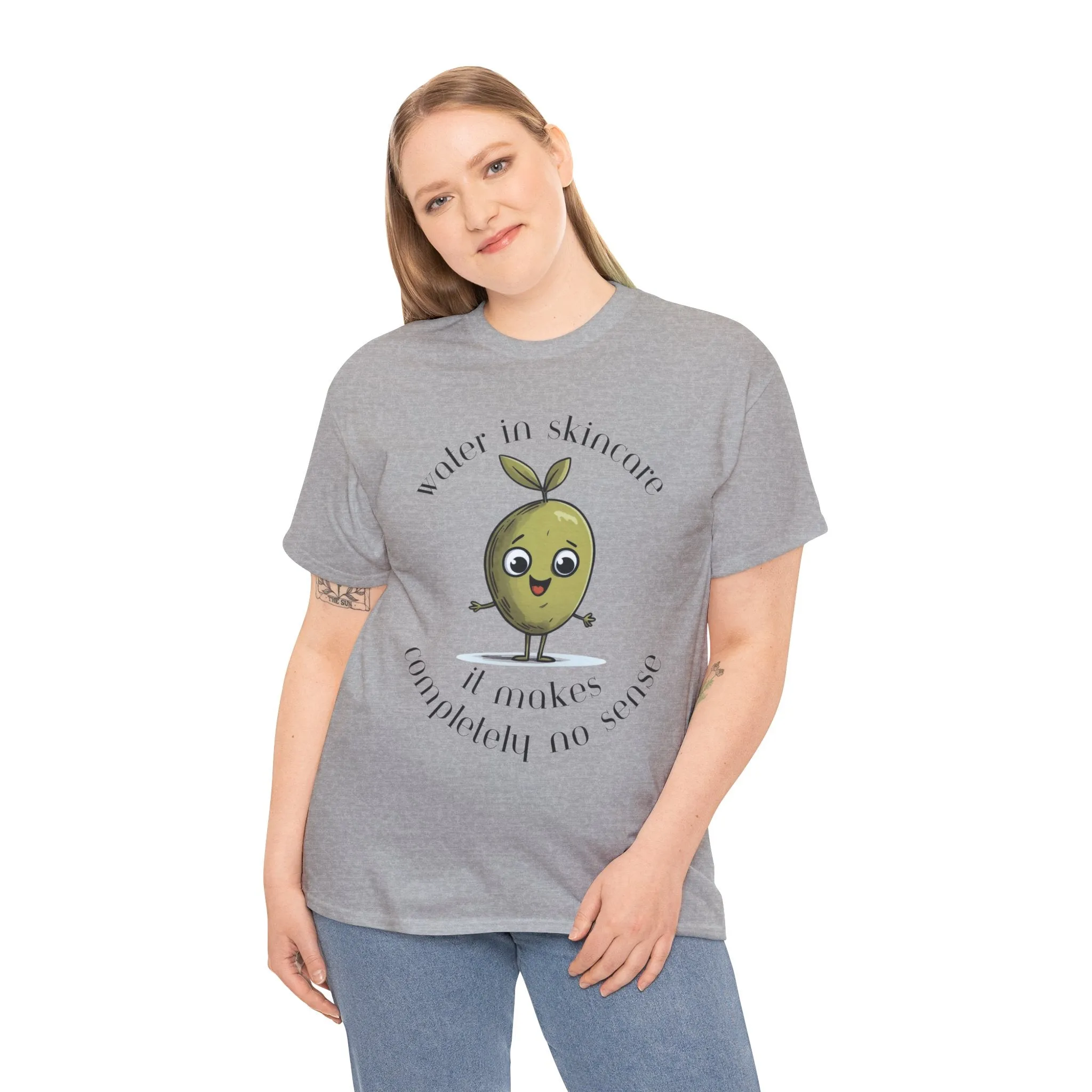 Water in skincare / olive trees / olive cartoon / Unisex Heavy Cotton Tee