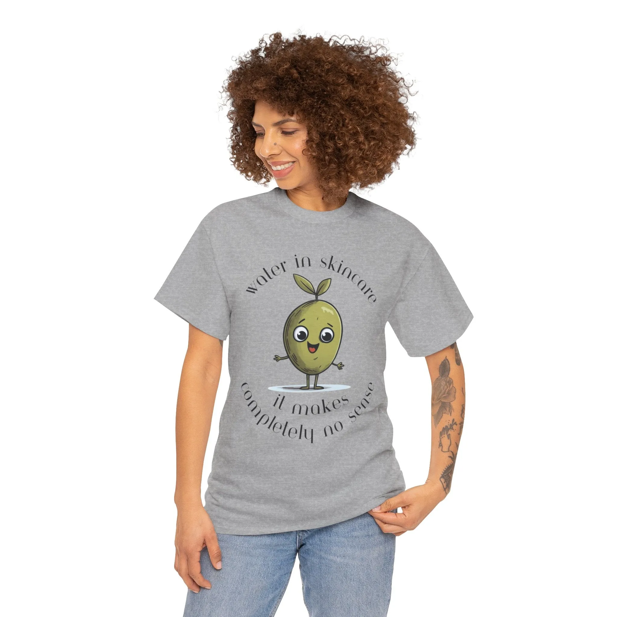 Water in skincare / olive trees / olive cartoon / Unisex Heavy Cotton Tee