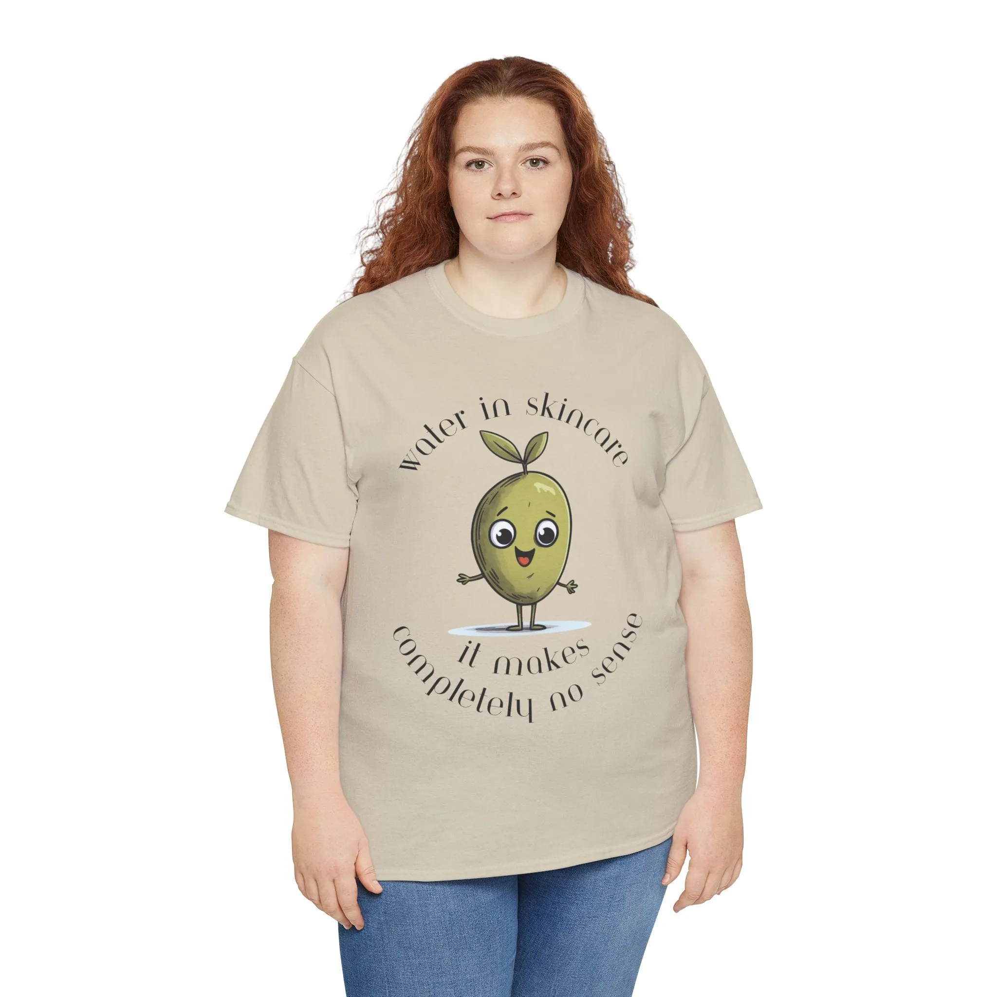 Water in skincare / olive trees / olive cartoon / Unisex Heavy Cotton Tee