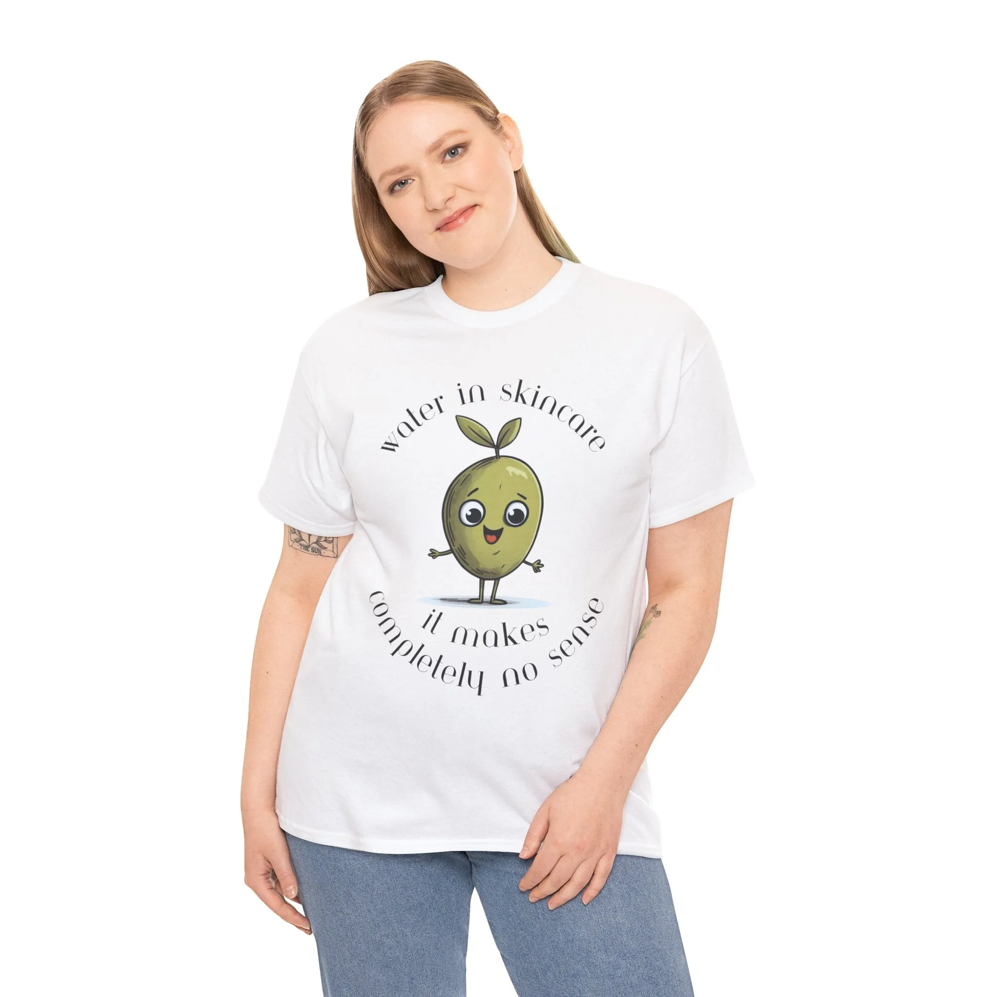 Water in skincare / olive trees / olive cartoon / Unisex Heavy Cotton Tee