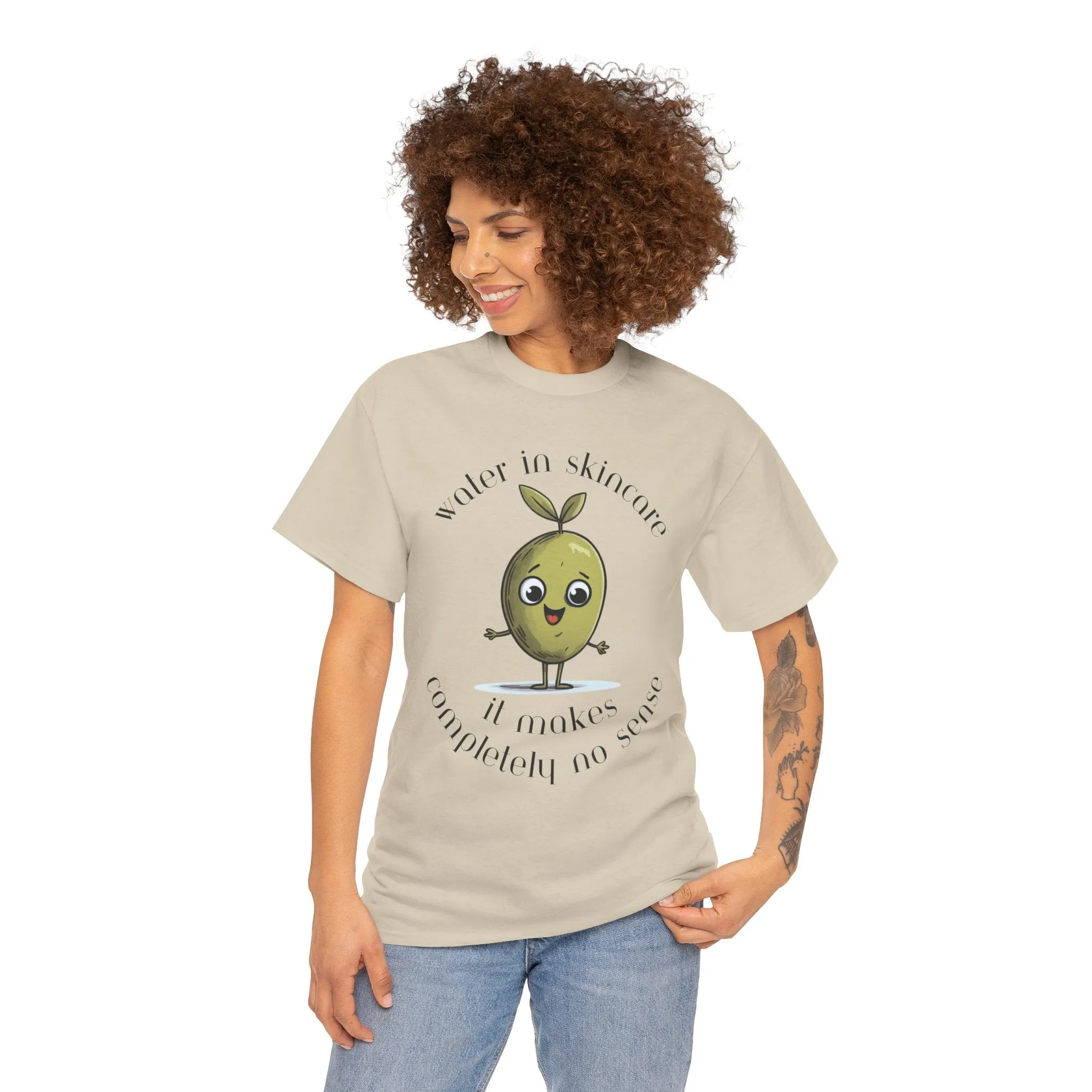 Water in skincare / olive trees / olive cartoon / Unisex Heavy Cotton Tee