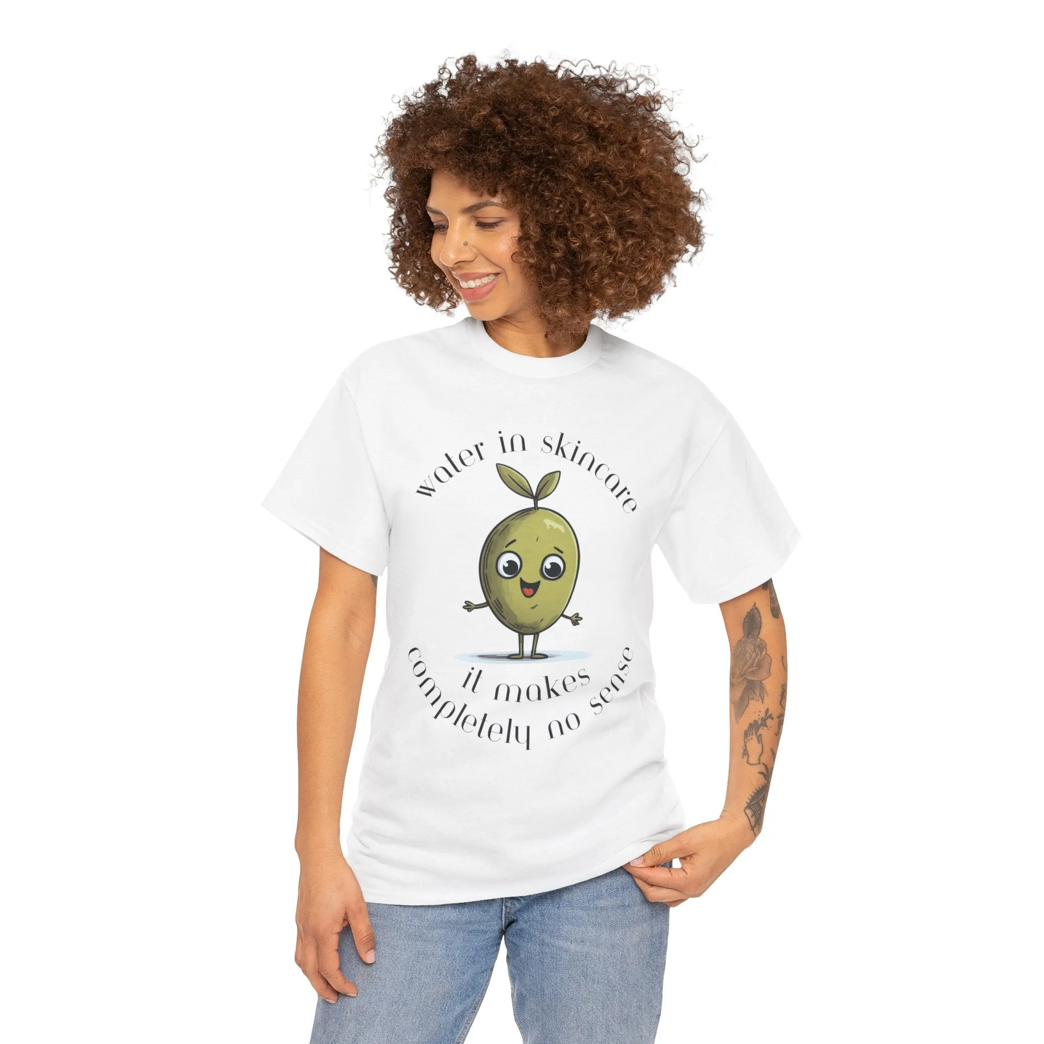 Water in skincare / olive trees / olive cartoon / Unisex Heavy Cotton Tee