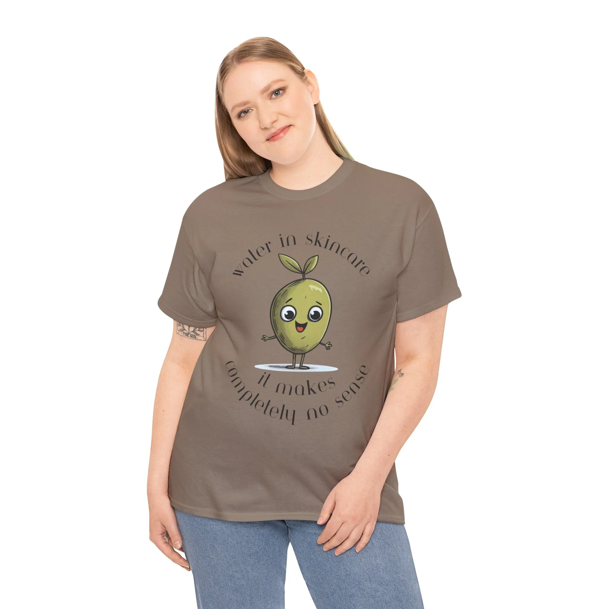 Water in skincare / olive trees / olive cartoon / Unisex Heavy Cotton Tee