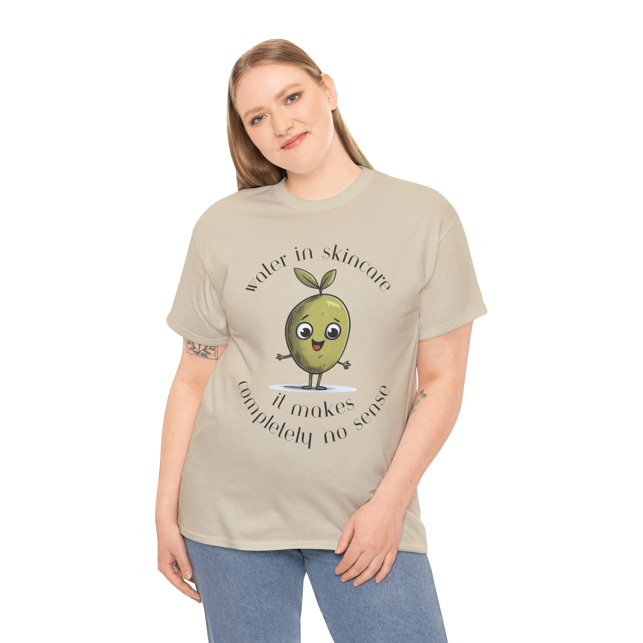 Water in skincare / olive trees / olive cartoon / Unisex Heavy Cotton Tee