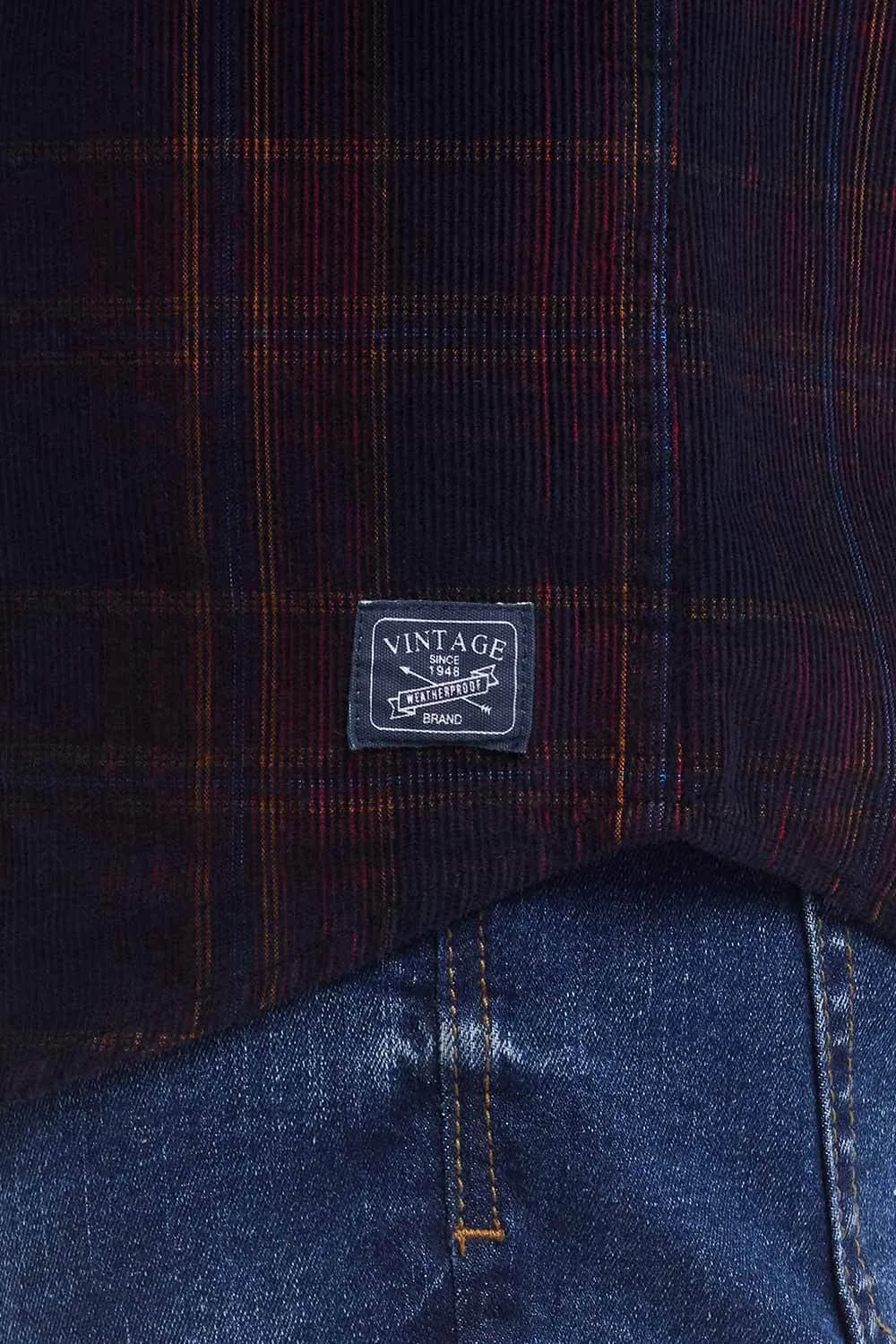 Weatherproof Vintage Plaid Corduroy Button Down Shirt for Men in Burgundy | F2485652GK-BURGANDY