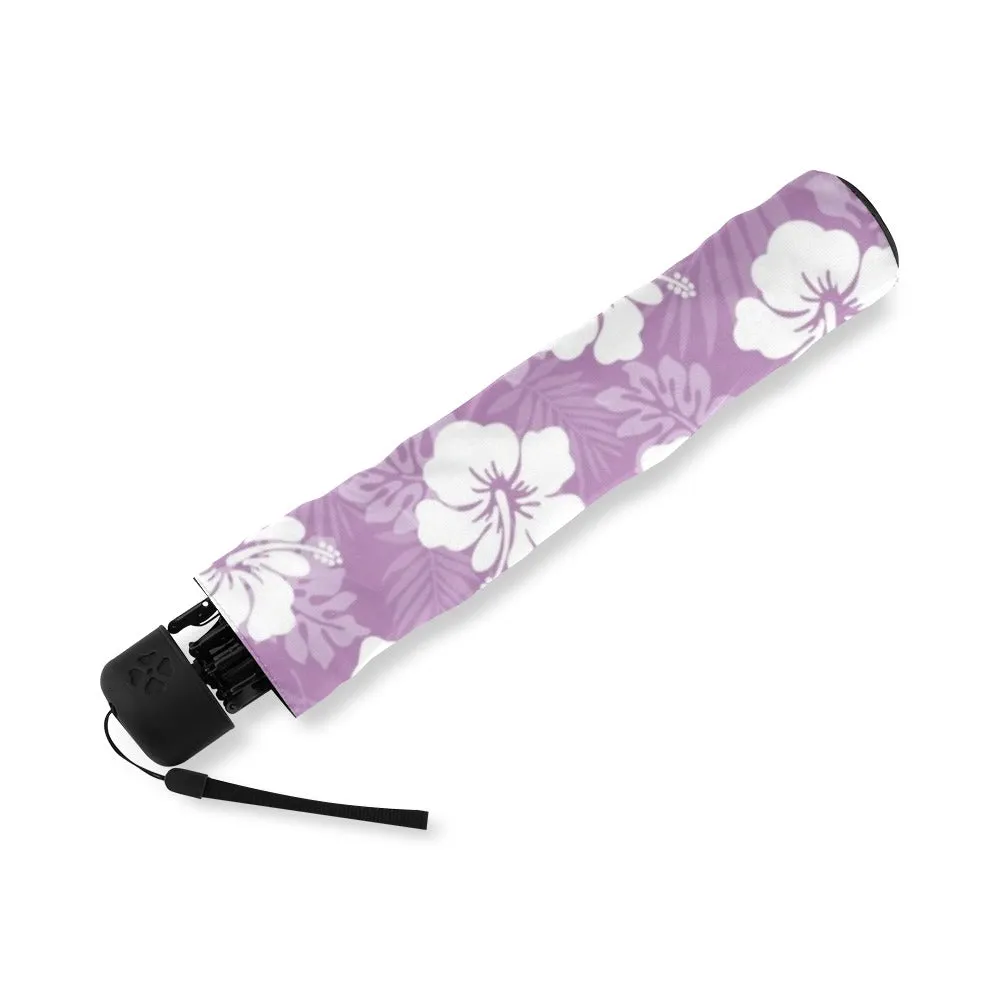 White Hibiscus and Dhari (Purple) on Foldable Umbrella