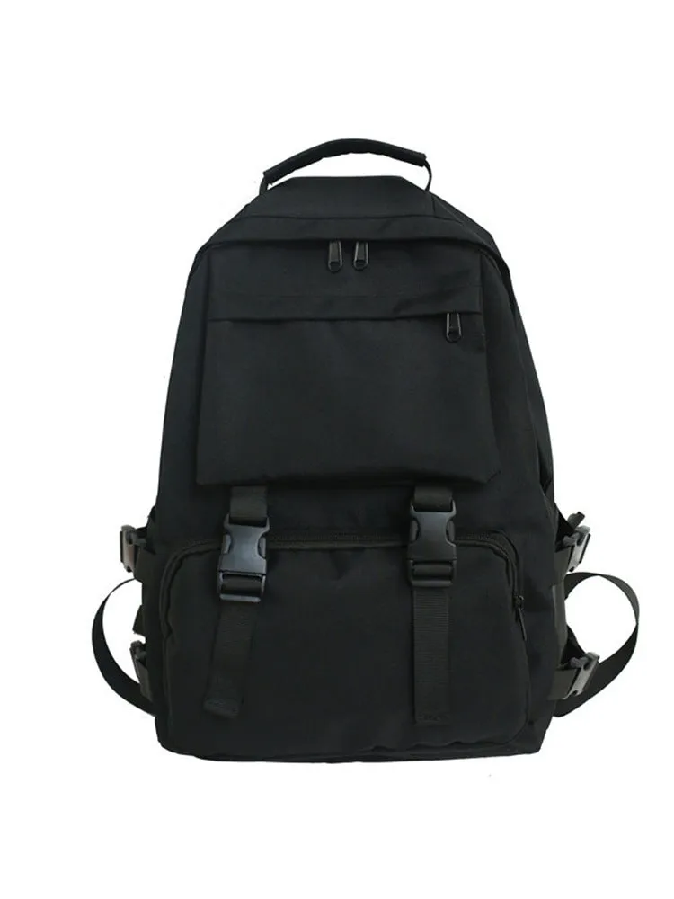 Women's & Men's & Large Capacity Black Lightweight Korean Backpacks