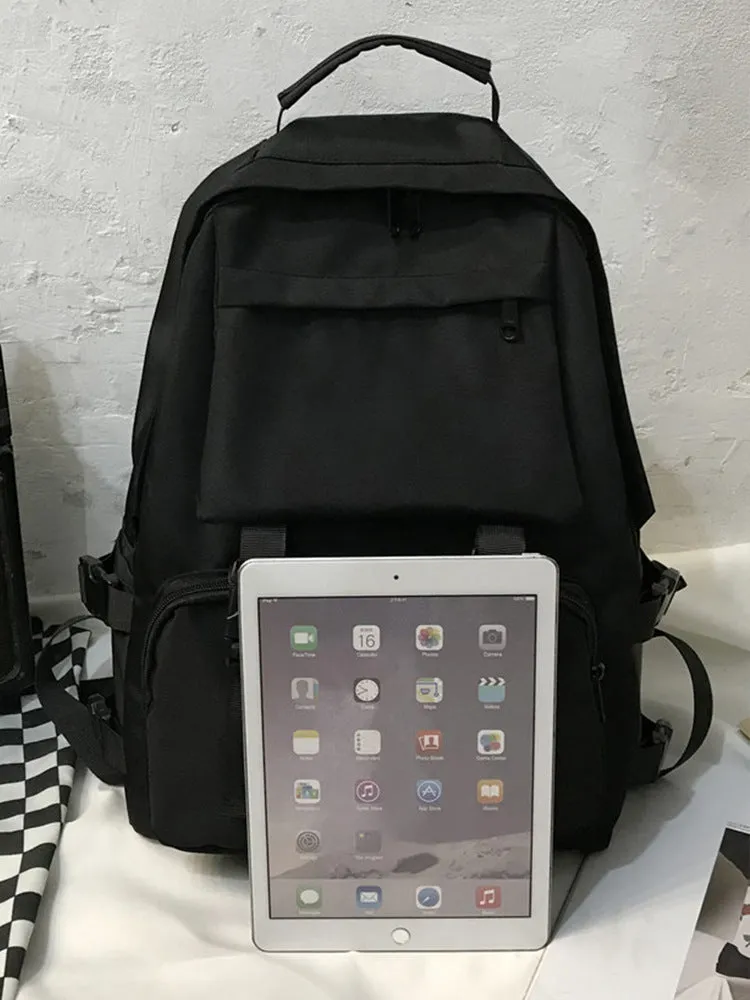 Women's & Men's & Large Capacity Black Lightweight Korean Backpacks