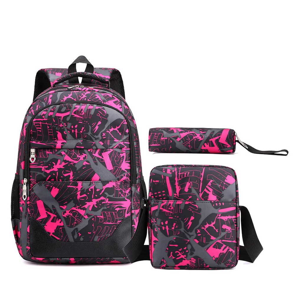 Women's & Men's & Preppy Style Junior High Three-piece Backpacks