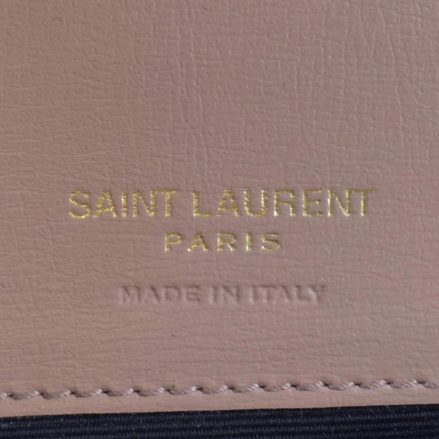 YVES SAINT LAURENT Cassandre Phone Holder Leather Shoulder Bag Dark Beige