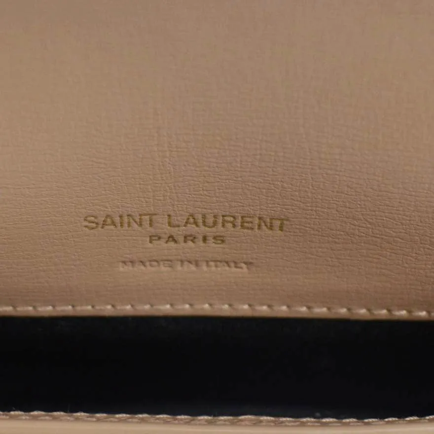 YVES SAINT LAURENT Cassandre Phone Holder Leather Shoulder Bag Dark Beige