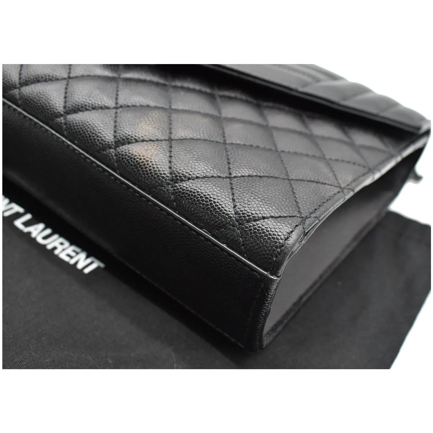 YVES SAINT LAURENT Envelope Mix Matelassé Chain Medium Leather Shoulder Bag Black
