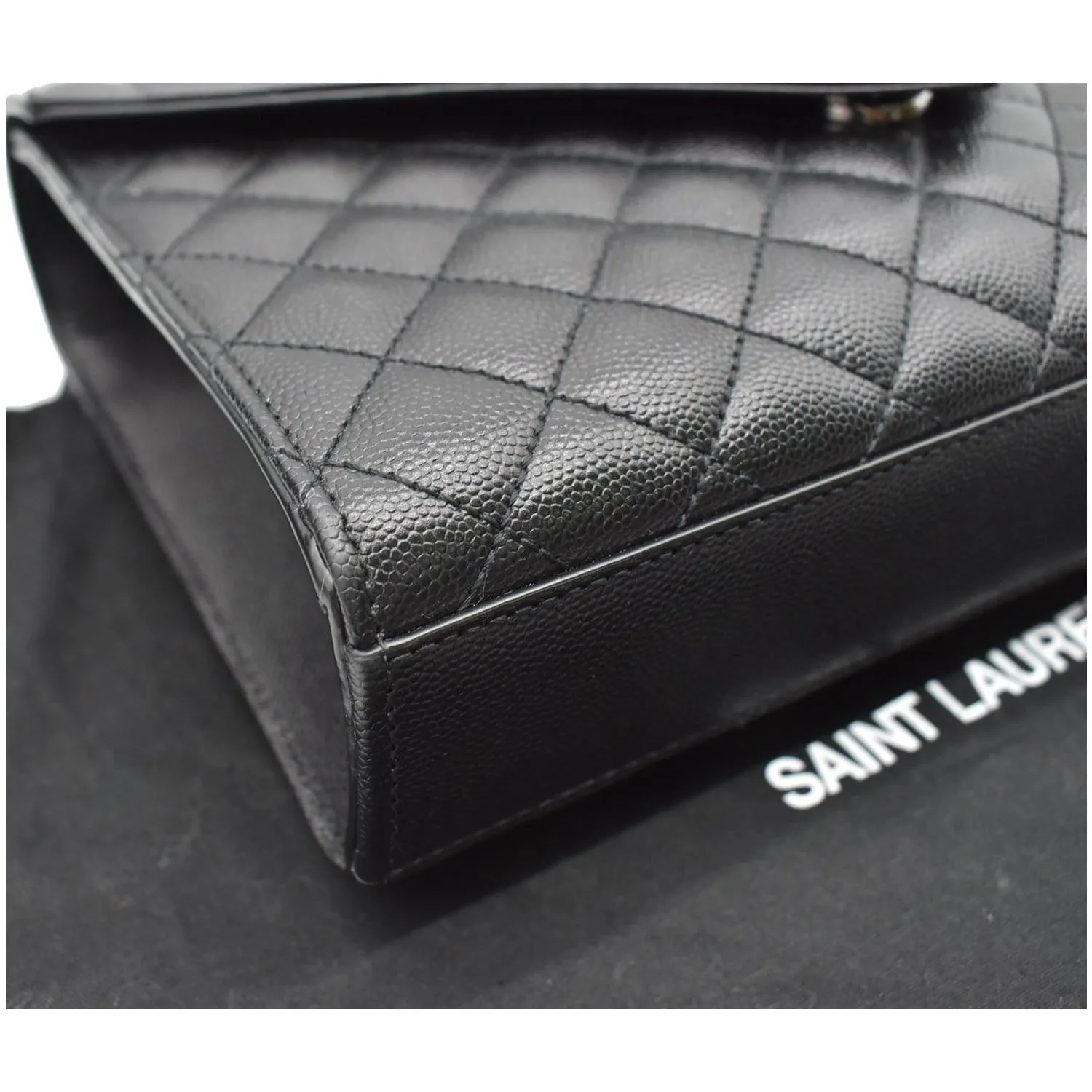 YVES SAINT LAURENT Envelope Mix Matelassé Chain Medium Leather Shoulder Bag Black