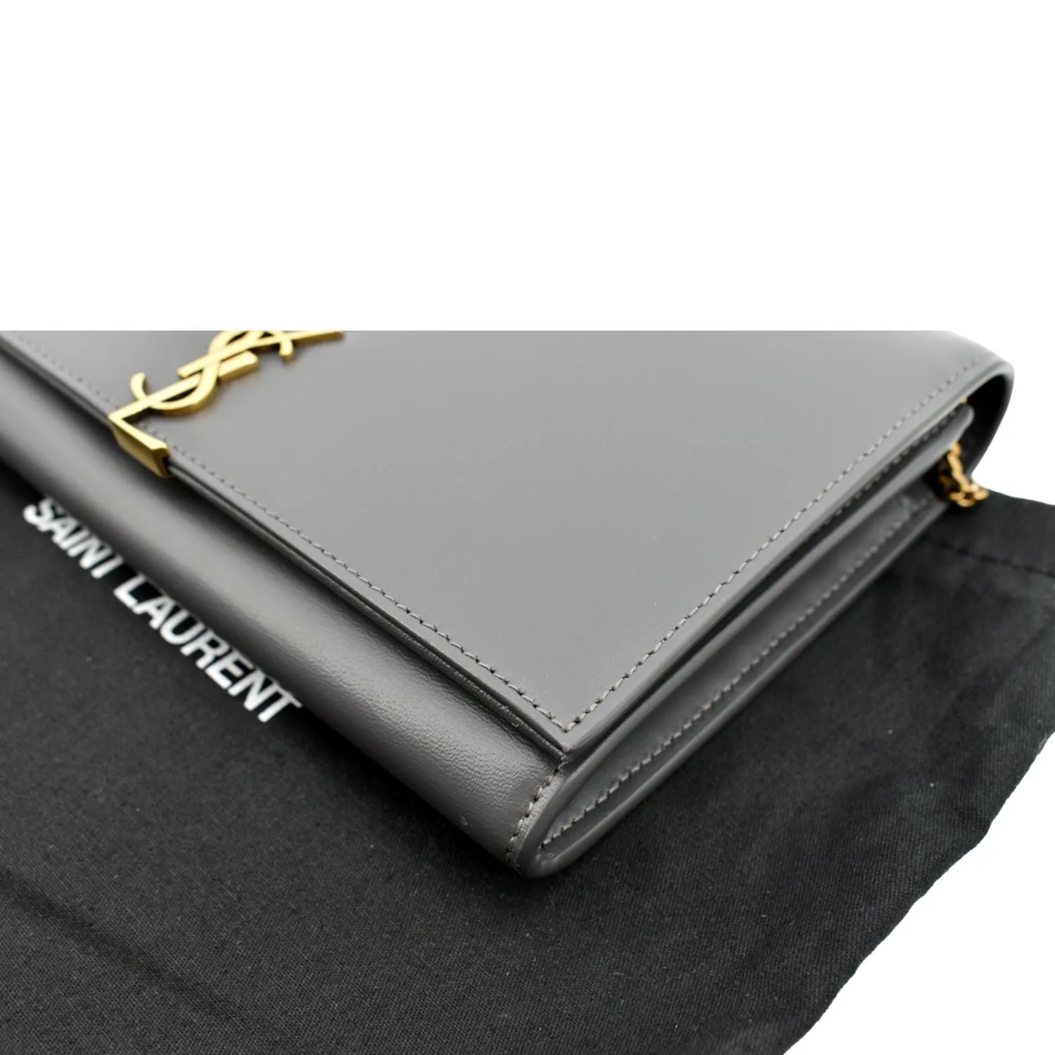 Yves Saint Laurent Flap Leather Shoulder Bag Light Gray- sold