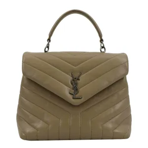 YVES SAINT LAURENT Loulou Top Handle Quilted Leather Shoulder Bag Beige