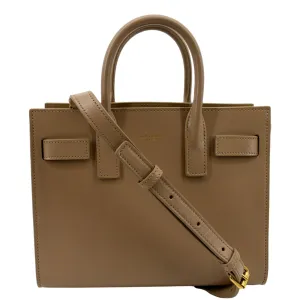 YVES SAINT LAURENT Sac De Jour Nano Smooth Leather Satchel Shoulder Bag Dark Beige