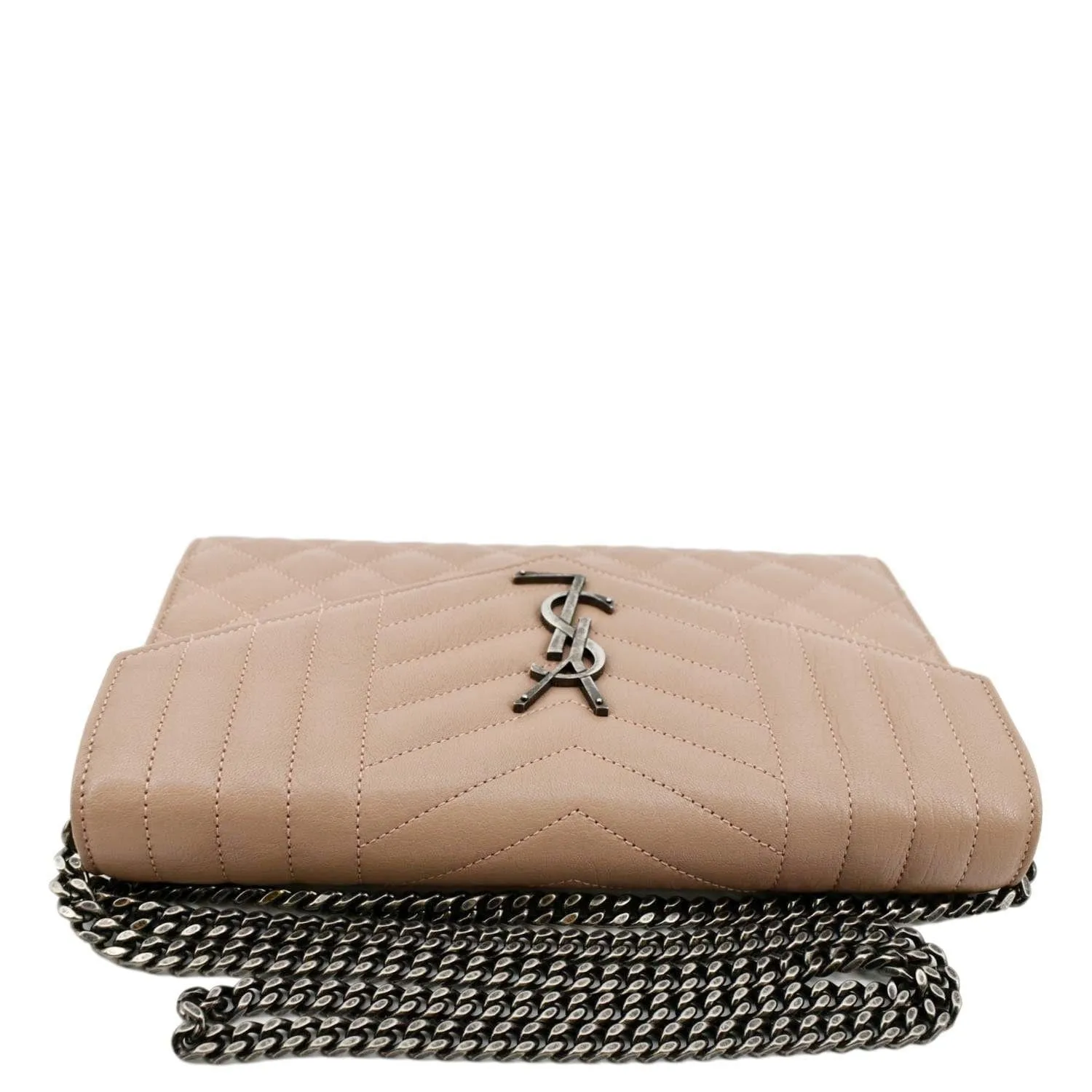 YVES SAINT LAURENT WOC Mixed Matelasse Leather Wallet Dark Beige